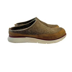LL Bean DownEast Slippers 10 Wool Felt Suede Mule Clog Cushioned Sole Slip On